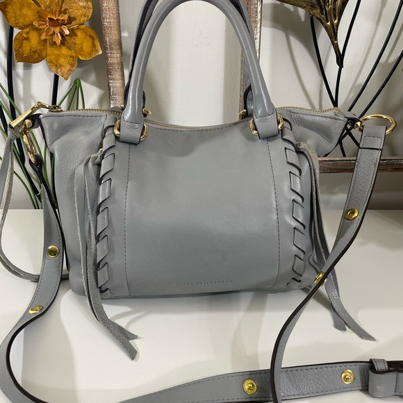 AIMEE KESTENBERG Convertible Luxury Designer Satchel Gray Leather - Picture 1 of 14
